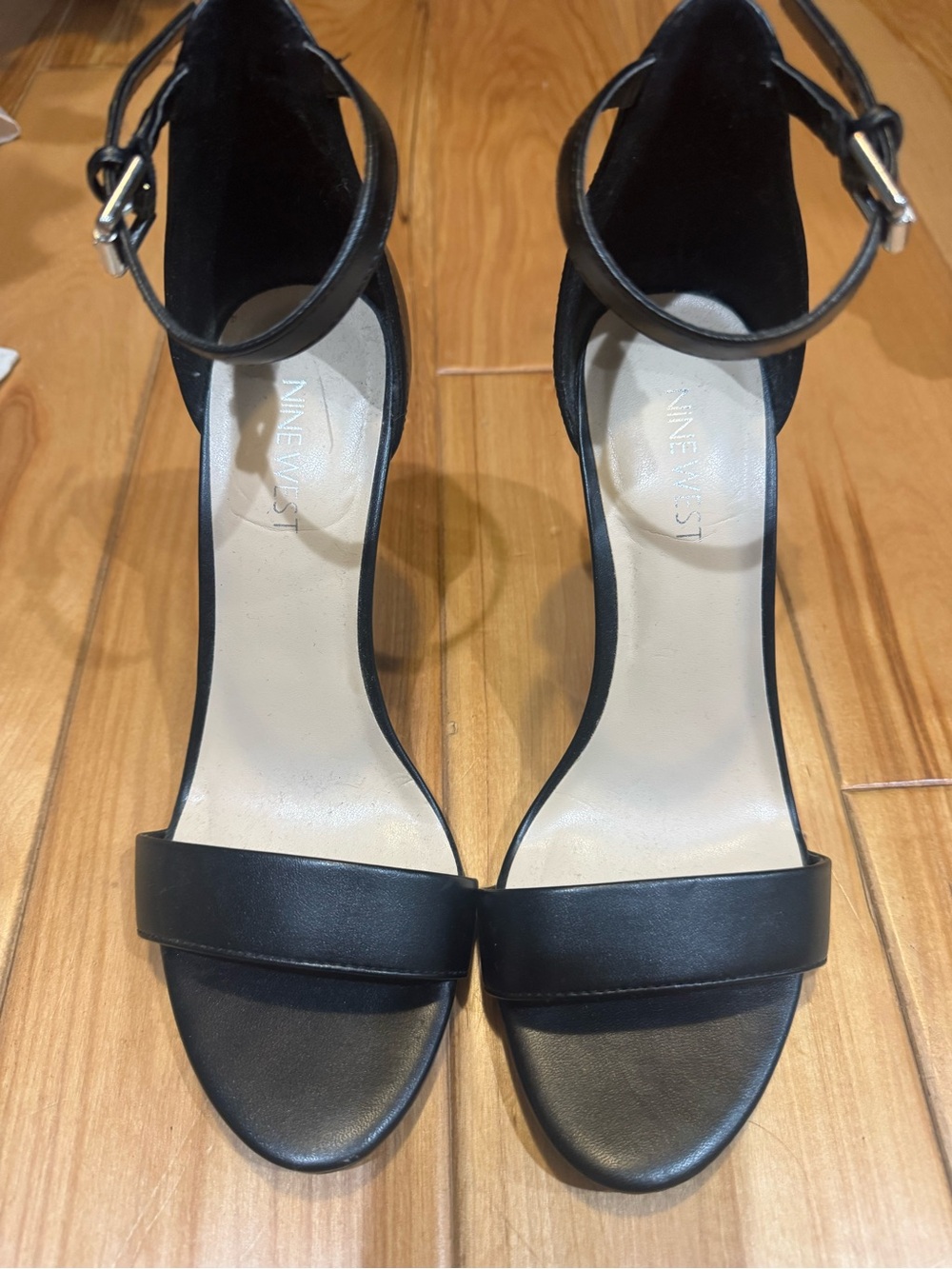 Nine West Black Open-Toe Ankle-Strap Heels